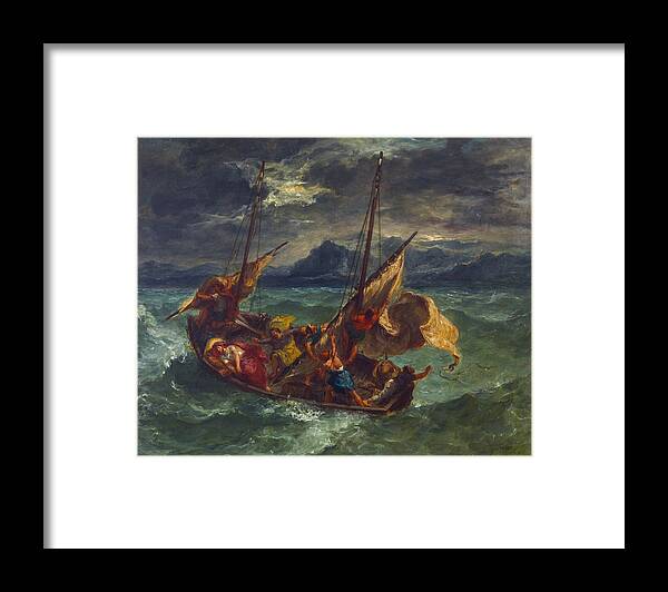 Christ Framed Print featuring the painting Christ on the Sea of Galilee #8 by Eugene Delacroix