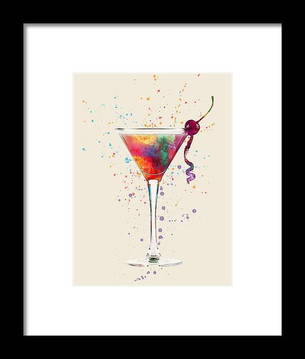 Cocktail Framed Print featuring the digital art Cocktail Drinks Glass Watercolor #7 by Michael Tompsett