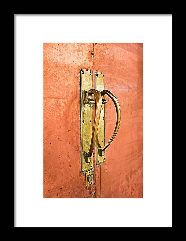 Antique Framed Print featuring the photograph Door handle #7 by Tom Gowanlock