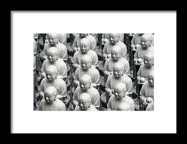 Ancient Framed Print featuring the photograph Jizo statues #7 by Bill Brennan - Printscapes