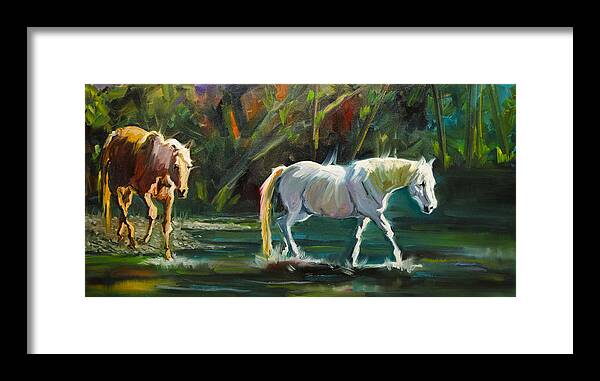Horse Framed Print featuring the painting 7D Horse River by Diane Whitehead