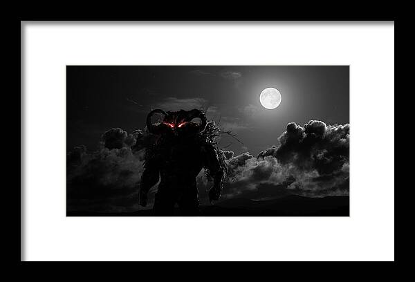 Demon Framed Print featuring the digital art Demon #8 by Super Lovely