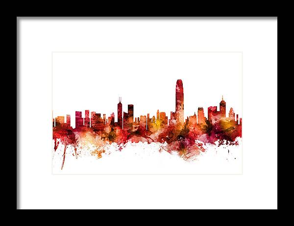 Hong Kong Framed Print featuring the digital art Hong Kong Skyline #8 by Michael Tompsett