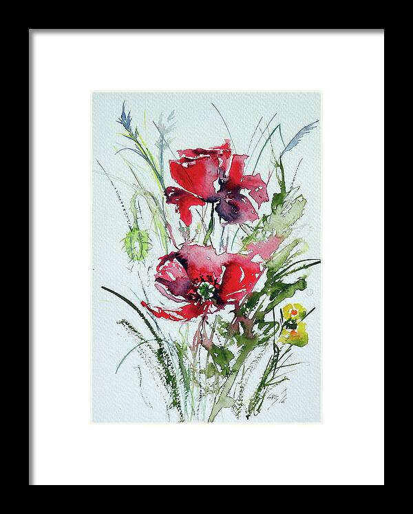 Poppy Framed Print featuring the painting Poppies #8 by Kovacs Anna Brigitta