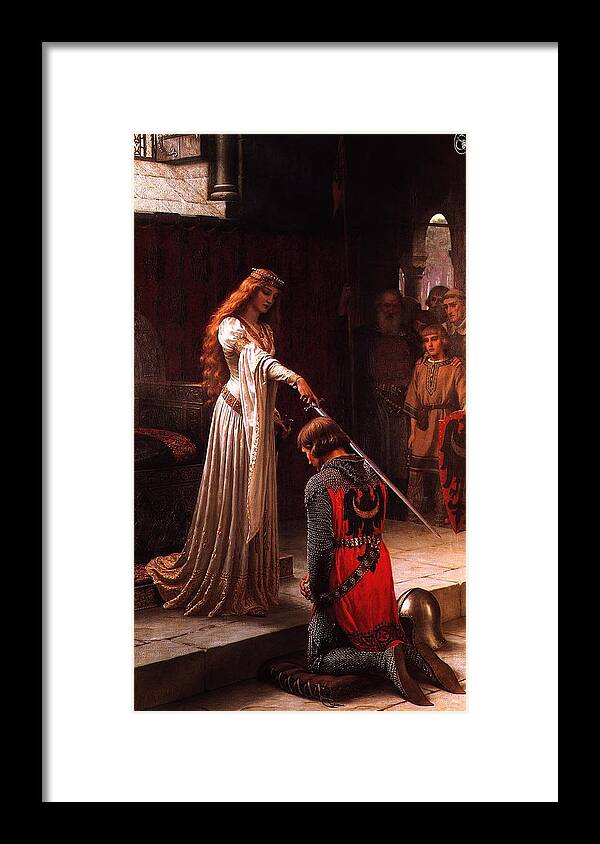 Blair Leighton Edmundal Framed Print featuring the painting Queen Guinevere and Sir Lancelot by MotionAge Designs