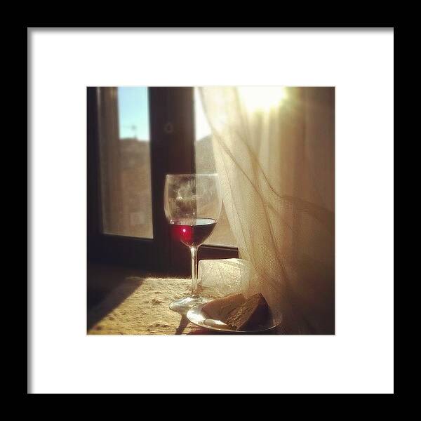 Cheese Framed Print featuring the photograph Glass Of Wine by Dellabru