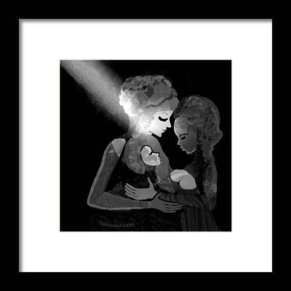 826 Framed Print featuring the digital art 826 - Baby Love by Irmgard Schoendorf Welch