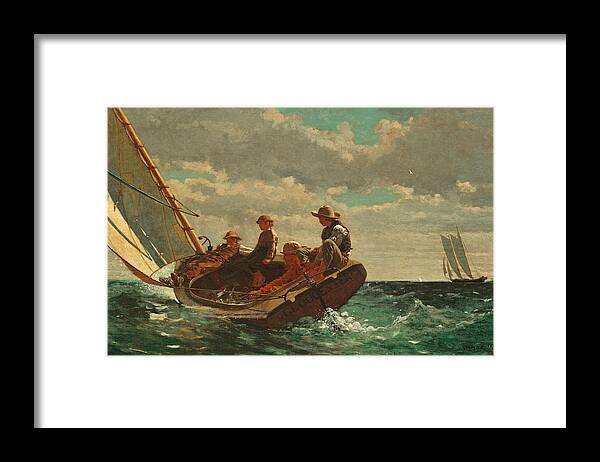 Brezing Up Framed Print featuring the painting Breezing Up by Winslow Homer