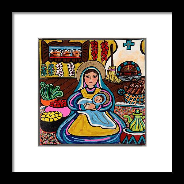 Mary And Infant Jesus Framed Print featuring the painting Kitchen Madonna #2 by Susie Grossman