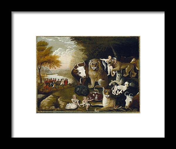 Edward Hicks (american Framed Print featuring the painting The Peaceable Kingdom by MotionAge Designs