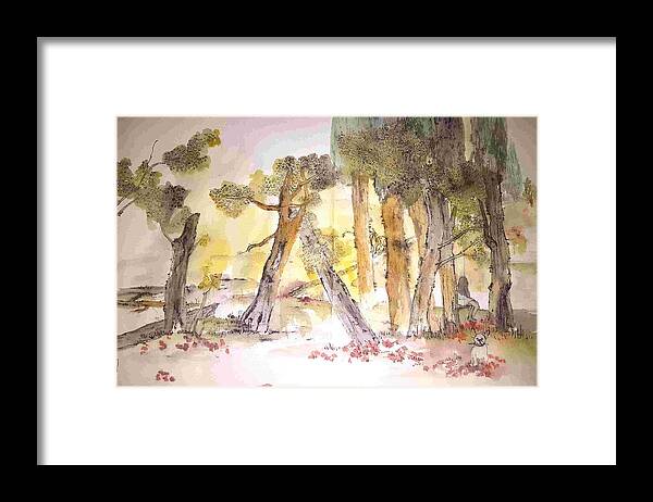 Trees. Landscape Framed Print featuring the painting Trees trees trees album #9 by Debbi Saccomanno Chan