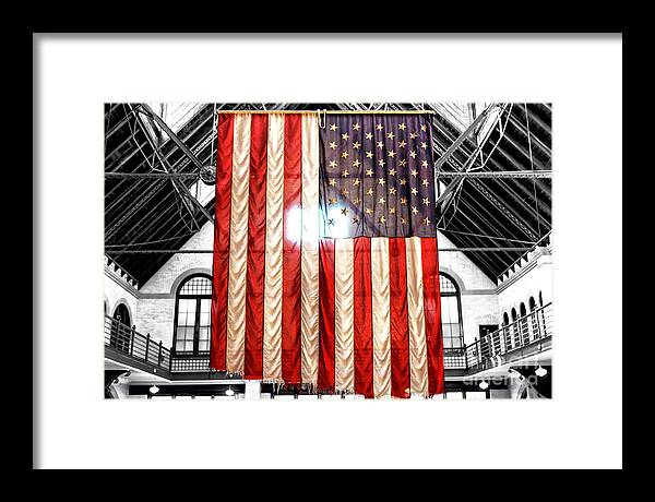 911 Framed Print featuring the photograph 911 Ground Zero Flag by John Rizzuto