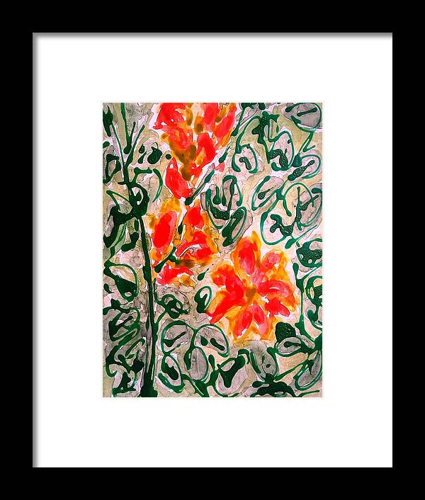 Abstract Framed Print featuring the painting Divine Flowers #949 by Baljit Chadha