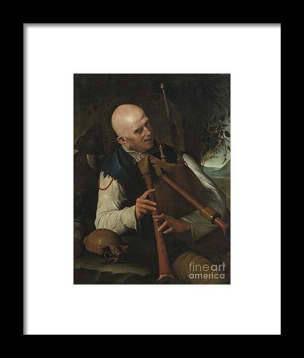 Pietro Paolini Framed Print featuring the painting A Bagpiper by Celestial Images