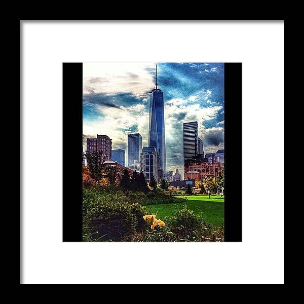 Landscape- New York- Downtown Manhattan- City- Buildings Framed Print featuring the photograph A Beautiful Day by Diya Baichu