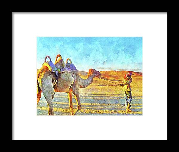 Bedouin Framed Print featuring the digital art A Bedouin and his Camel by Digital Photographic Arts