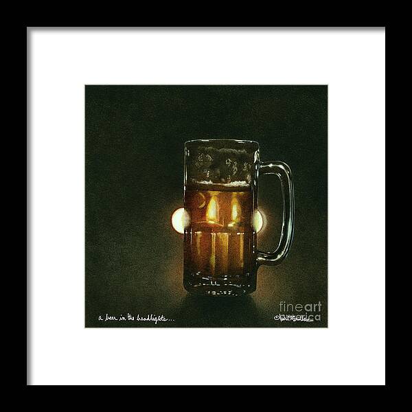 Will Bullas Framed Print featuring the painting A Beer In The Headlights... by Will Bullas