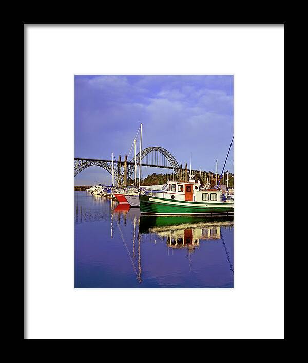 Bays Framed Print featuring the photograph A Calm Morning at Yaquina Bay by Robert Potts