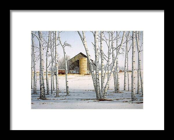 Rural Framed Print featuring the painting A Cluster of Birch by Conrad Mieschke