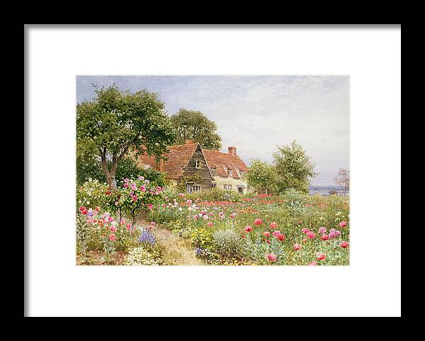The Cottar's Pride Framed Print featuring the painting A Cottage Garden by Henry Sutton Palmer