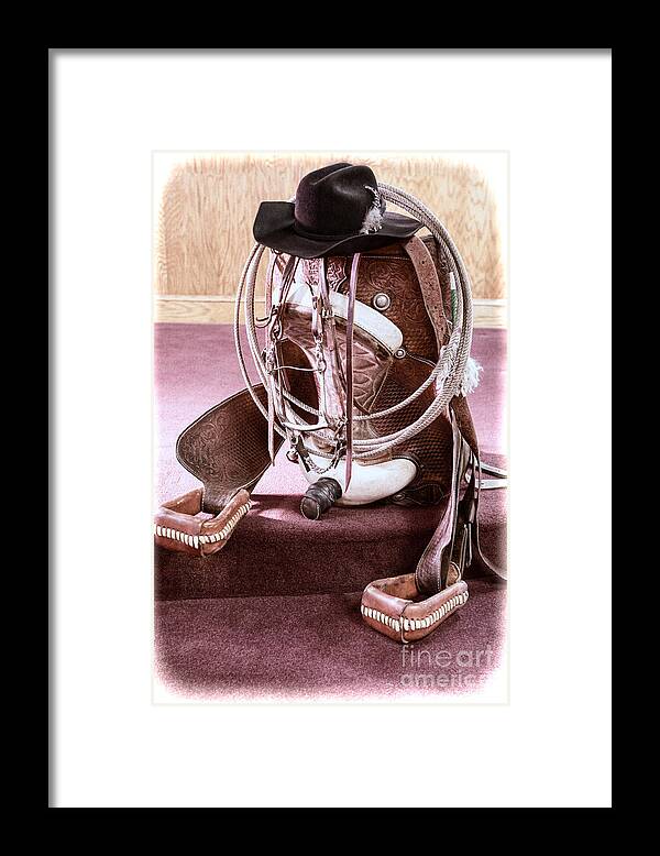 Cowboy Hat Framed Print featuring the photograph A Cowgirl's Gear by Lawrence Burry