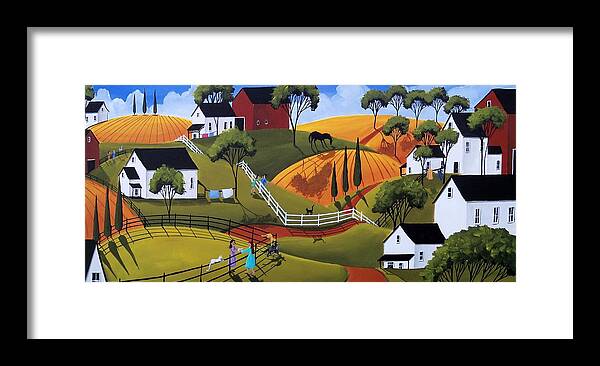Country Framed Print featuring the painting A Cup Of Sugar And Good Conversation by Debbie Criswell