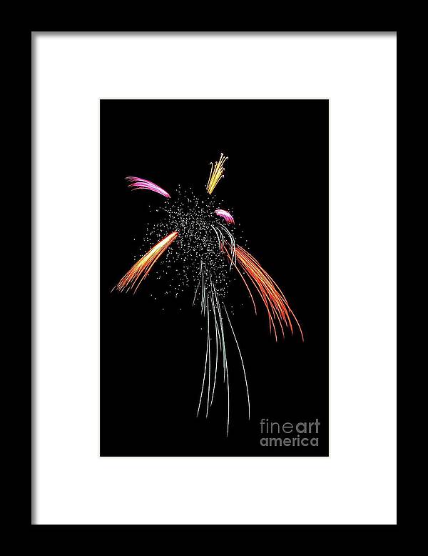 Fireworks Firework Pyrotechnic 4th July Color Colors Colorful Fire Works Framed Print featuring the photograph A Dance of Light 4871 by Ken DePue