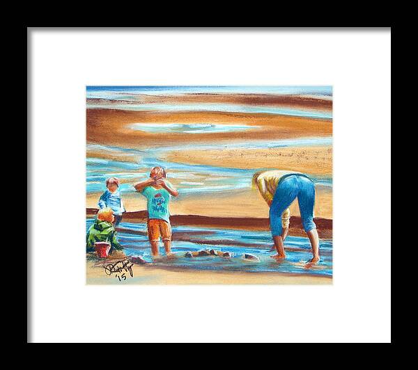 Beach Art Framed Print featuring the pastel A Day at the Beach by Michael Foltz