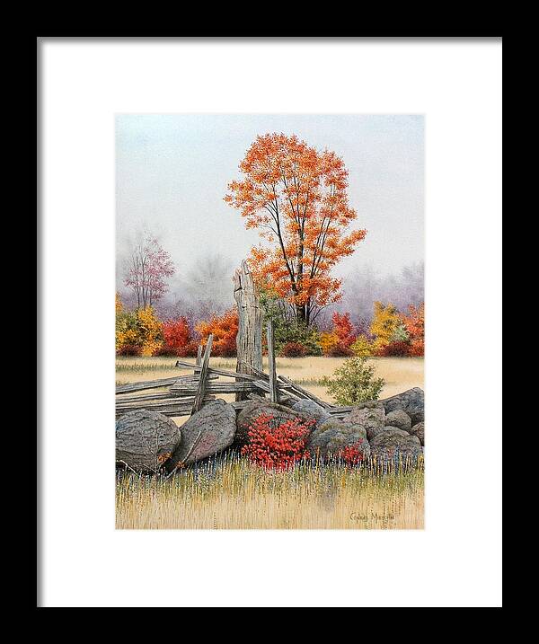 Nature Framed Print featuring the painting A Day in Autumn by Conrad Mieschke