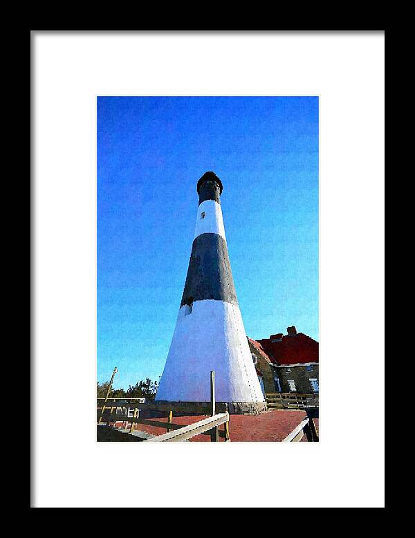 Lighthouse Fire Island Framed Print featuring the mixed media A Different Perspective by Stacie Siemsen