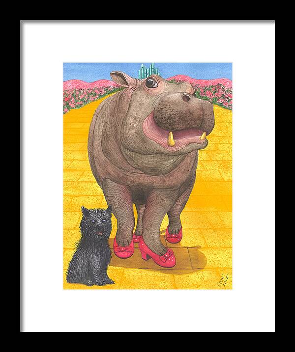 Hippo Framed Print featuring the painting A Dorothy Moment by Catherine G McElroy