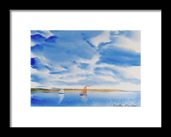 Afternoon Framed Print featuring the painting A Fine Sailing Breeze on the River Derwent by Dorothy Darden