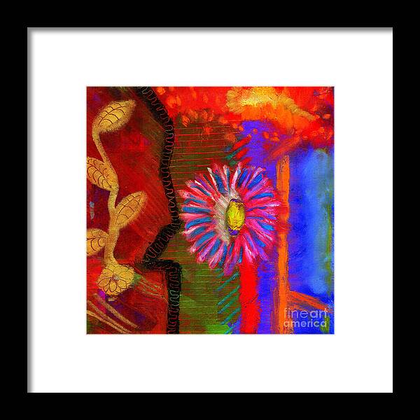 Abstract Framed Print featuring the painting A Flower for You by Angela L Walker