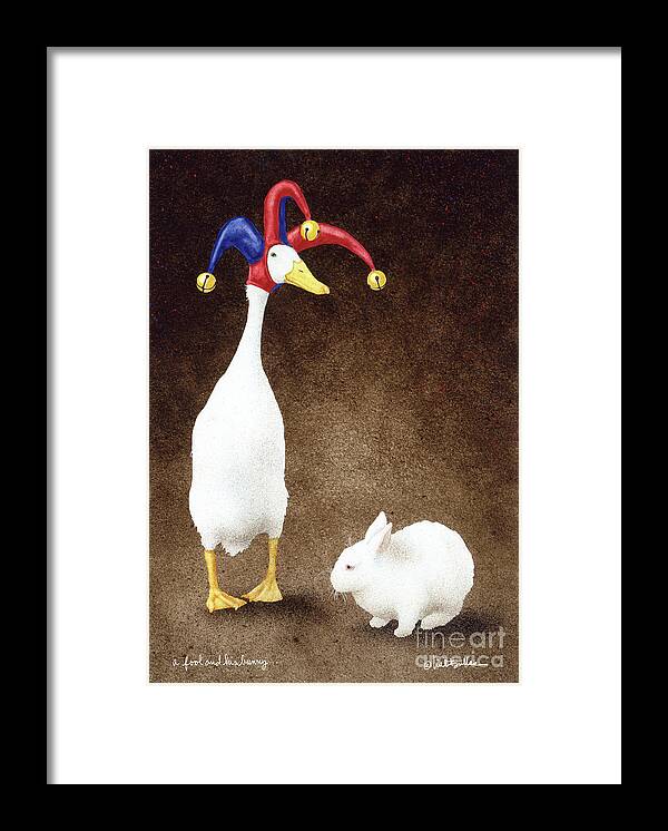 Will Bullas Framed Print featuring the painting A Fool And His Bunny... by Will Bullas