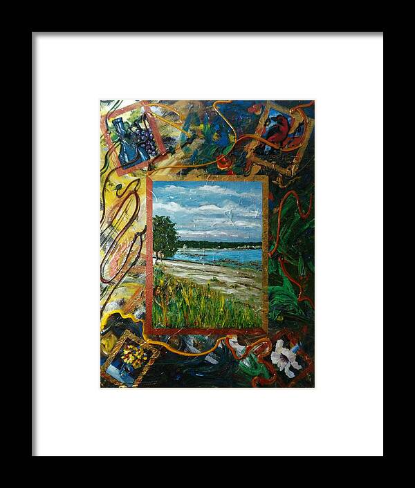 Semi Abstract Framed Print featuring the painting A framed landscape by Ray Khalife