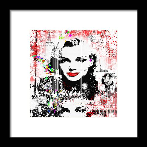 Marilyn Framed Print featuring the digital art A Girl by Sladjana Lazarevic