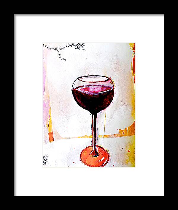 Wine Framed Print featuring the mixed media A Glass of Vino? 3 by Vanessa Katz