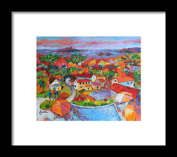 Landscape Framed Print featuring the painting A Glimpse of Paradis by Jyotika Shroff