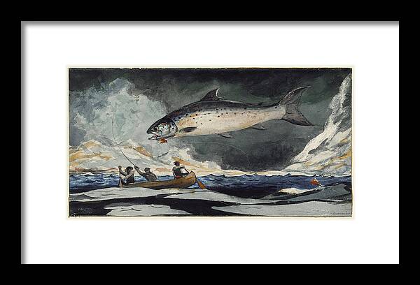 Winslow Homer Framed Print featuring the painting A good pool. Saguenay River by Winslow Homer