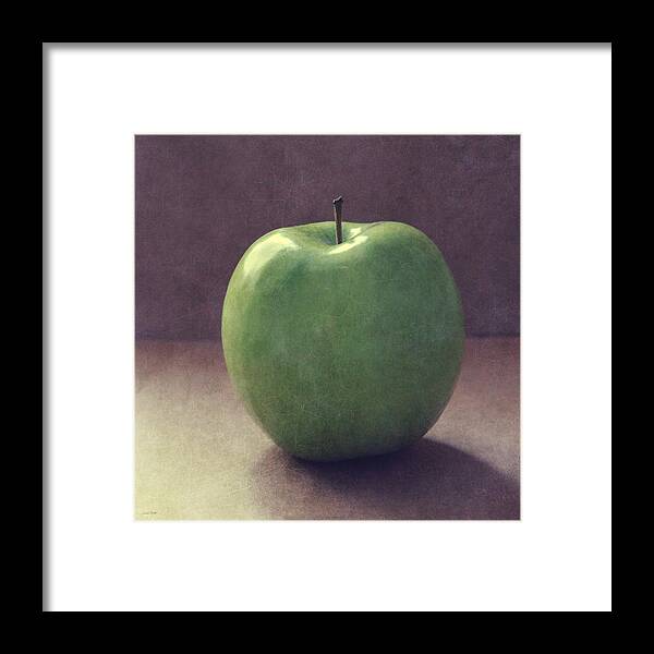 Apple Framed Print featuring the photograph A Green Apple- Art by Linda Woods by Linda Woods