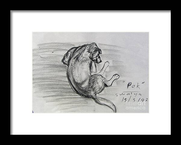 Dog Framed Print featuring the drawing A Hippy Dog by Sukalya Chearanantana