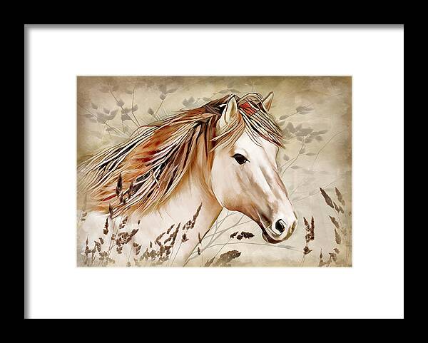 Animals Framed Print featuring the digital art A Horse of Course by Nina Bradica