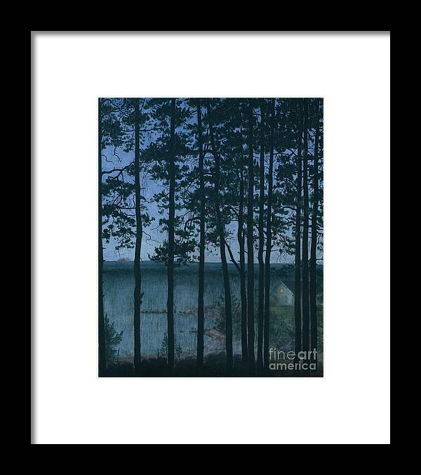 Harald Sohlberg Framed Print featuring the painting A house by the coast by O Vaering