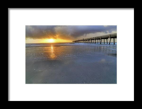 Florida Framed Print featuring the photograph A Jacksonville Beach Sunrise - Florida - Ocean - Pier by Jason Politte