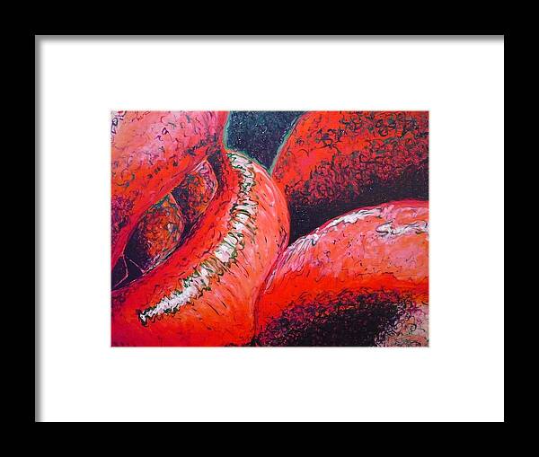 Kiss Framed Print featuring the painting A kiss by Ericka Herazo