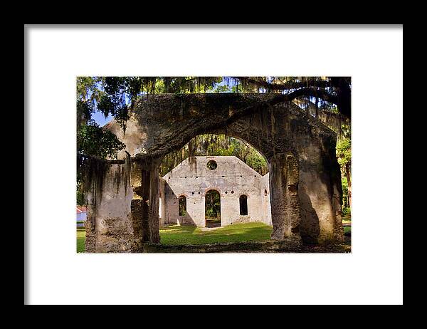 A Look Into The Chapel Of Ease St. Helena Island Beaufort Sc Framed Print featuring the photograph A Look Into The Chapel Of Ease St. Helena Island Beaufort SC by Lisa Wooten