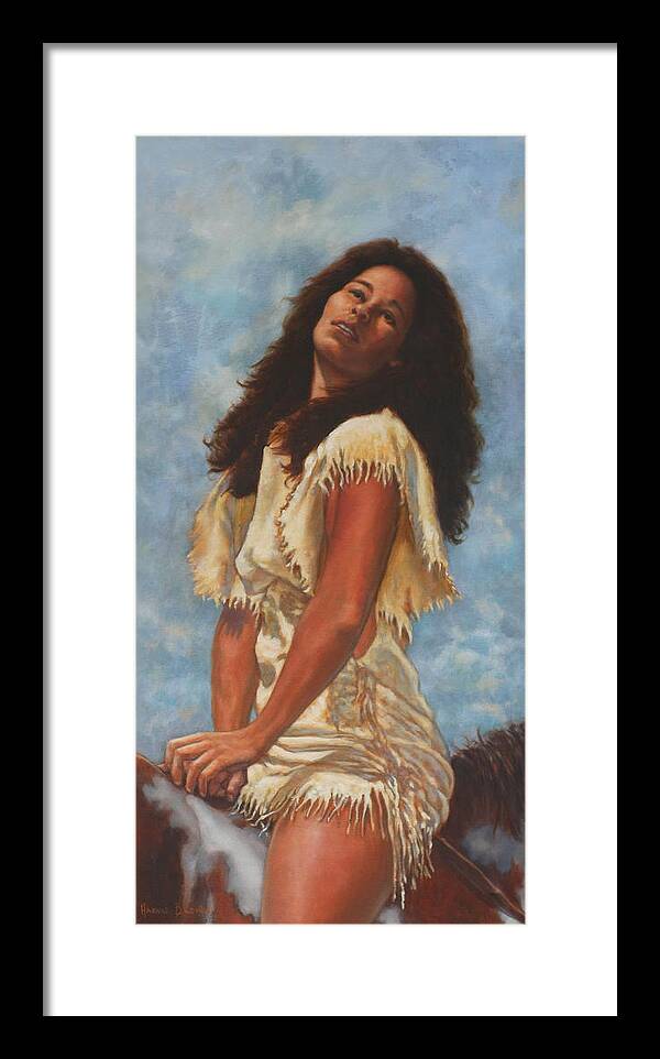 Black Indian Framed Print featuring the painting A Look Upward by Harvie Brown