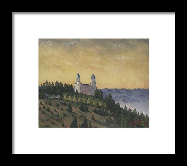 Temple Framed Print featuring the painting A Manti Morning by Jeff Brimley