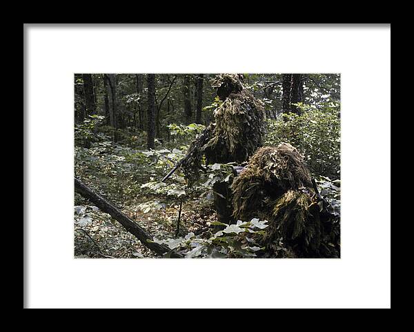 Us Marine Corps Framed Print featuring the photograph A Marine Sniper Team Wearing Camouflage by Stocktrek Images