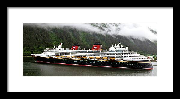 A Mickey Mouse Cruise Ship Framed Print featuring the painting A Mickey Mouse Cruise Ship by Barbara Snyder